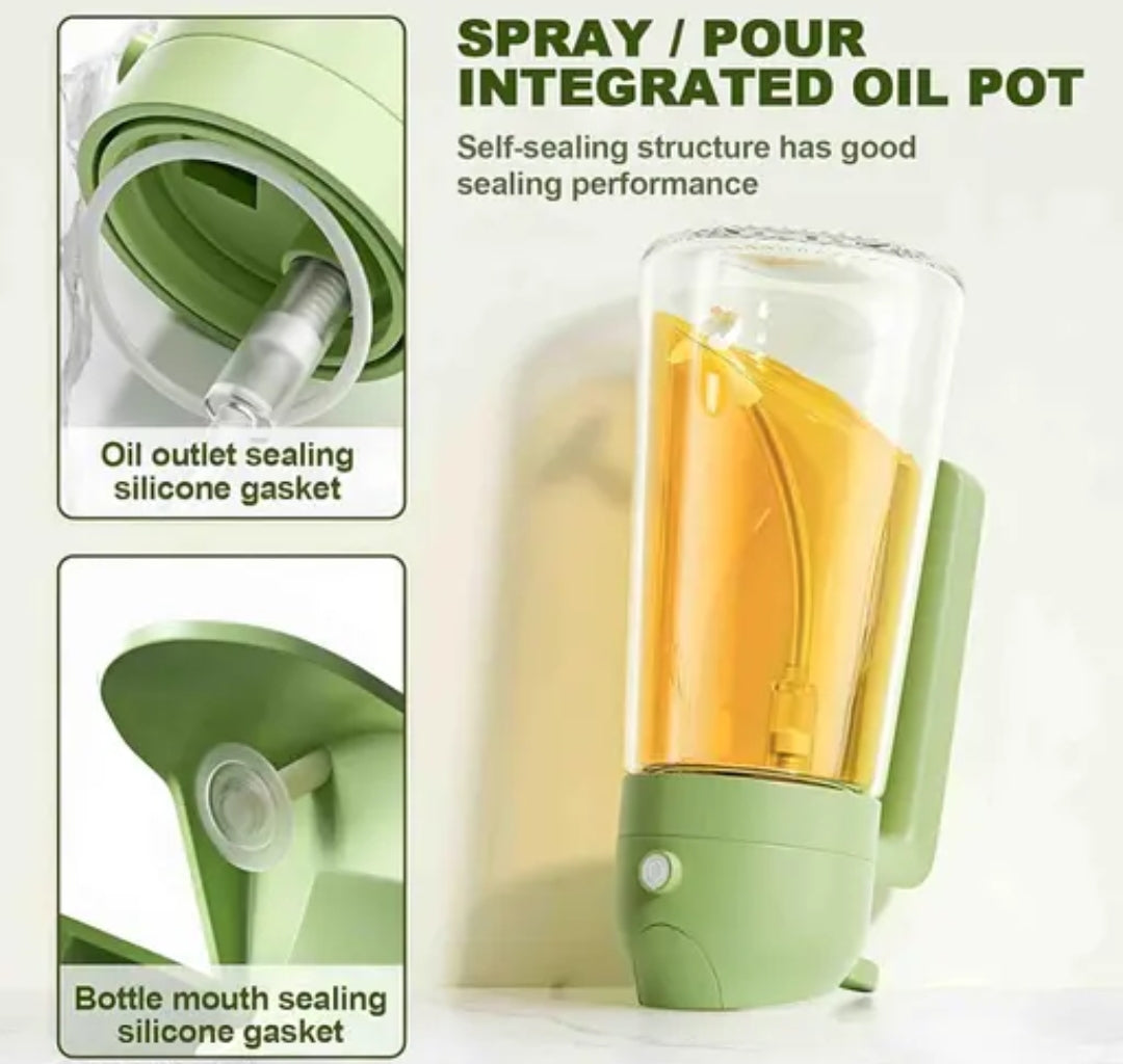 2-in-1 Premium Glass Oil Dispenser & Spray Bottle with Handle (500ml)