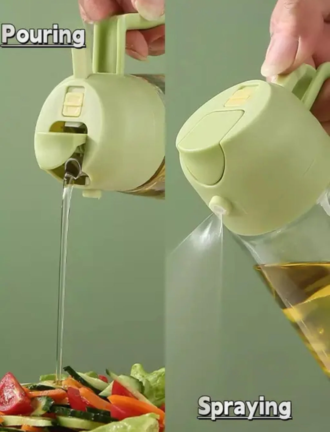 2-in-1 Premium Glass Oil Dispenser & Spray Bottle with Handle (500ml)