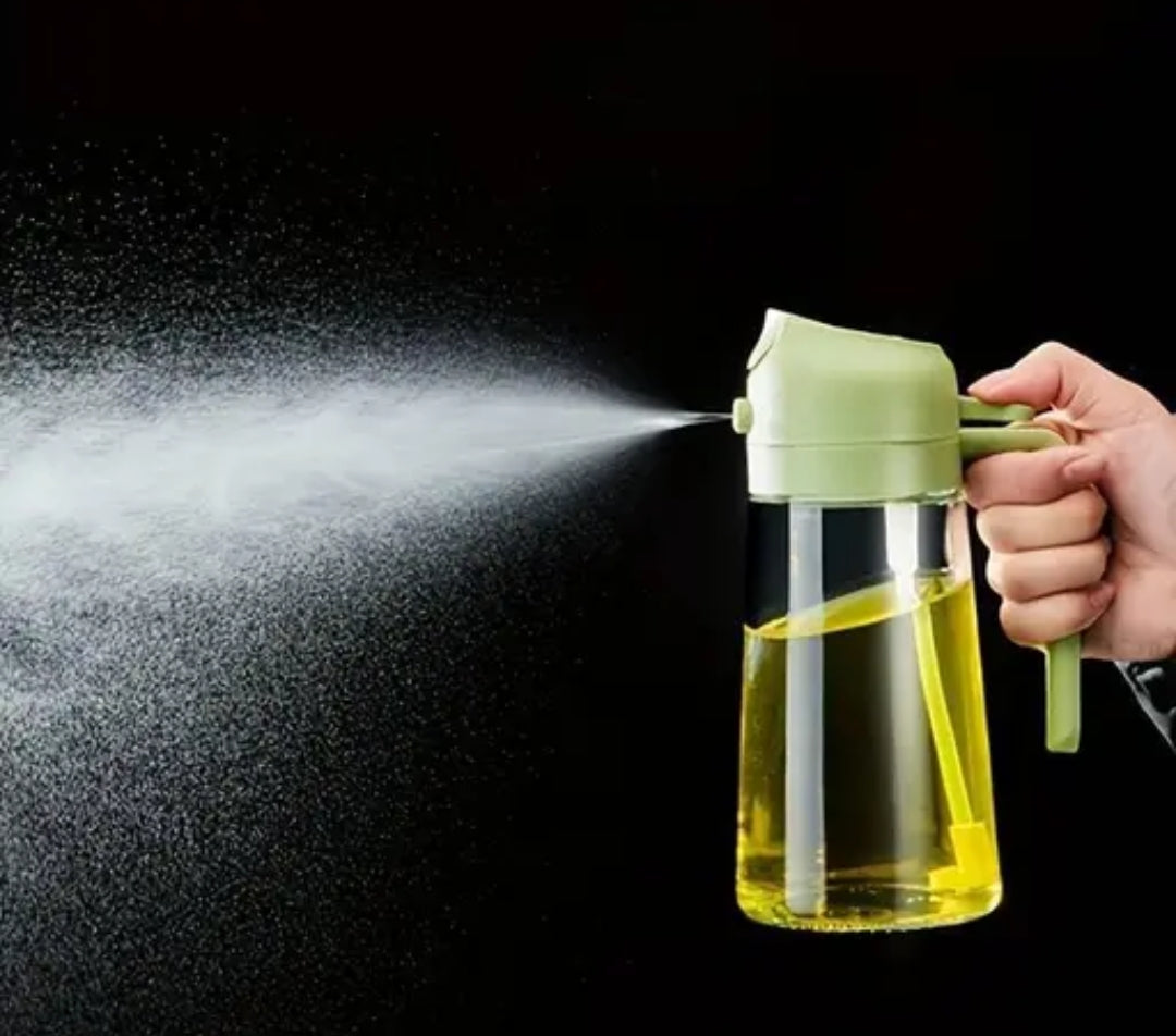 2-in-1 Premium Glass Oil Dispenser & Spray Bottle with Handle (500ml)